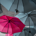 Image of red umbrella in the midst of black | Coaching Brand Clarity: How to Stand Out in a Crowded Industry